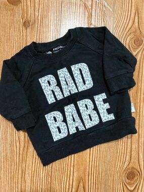 7/$20 Portage and Main Black "Rad Babe" Baby Sweatshirt Cotton Bamboo Blend